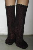 Scalloped Glitter Socks Rouge